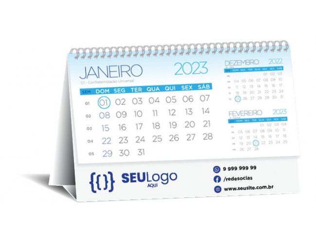 Calendrio de mesa com espiral